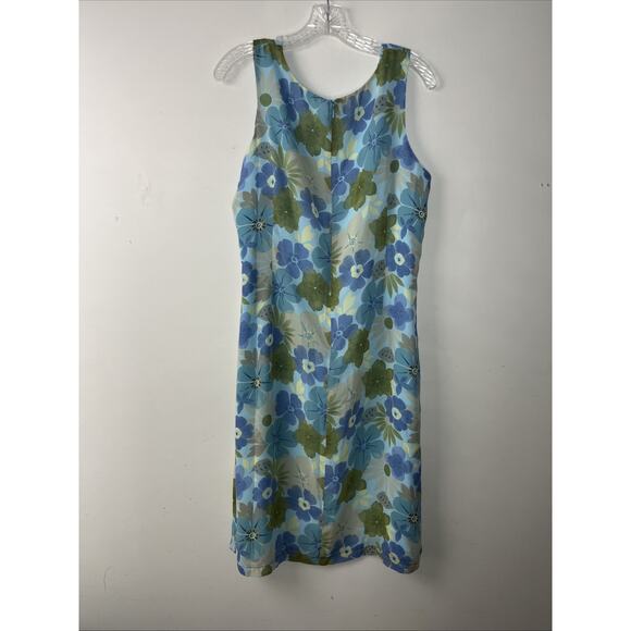 Old Navy V Neck Chiffon Midi Tank Dress Size 16 Blue Floral V Neck Lightweight - Picture 2 of 11